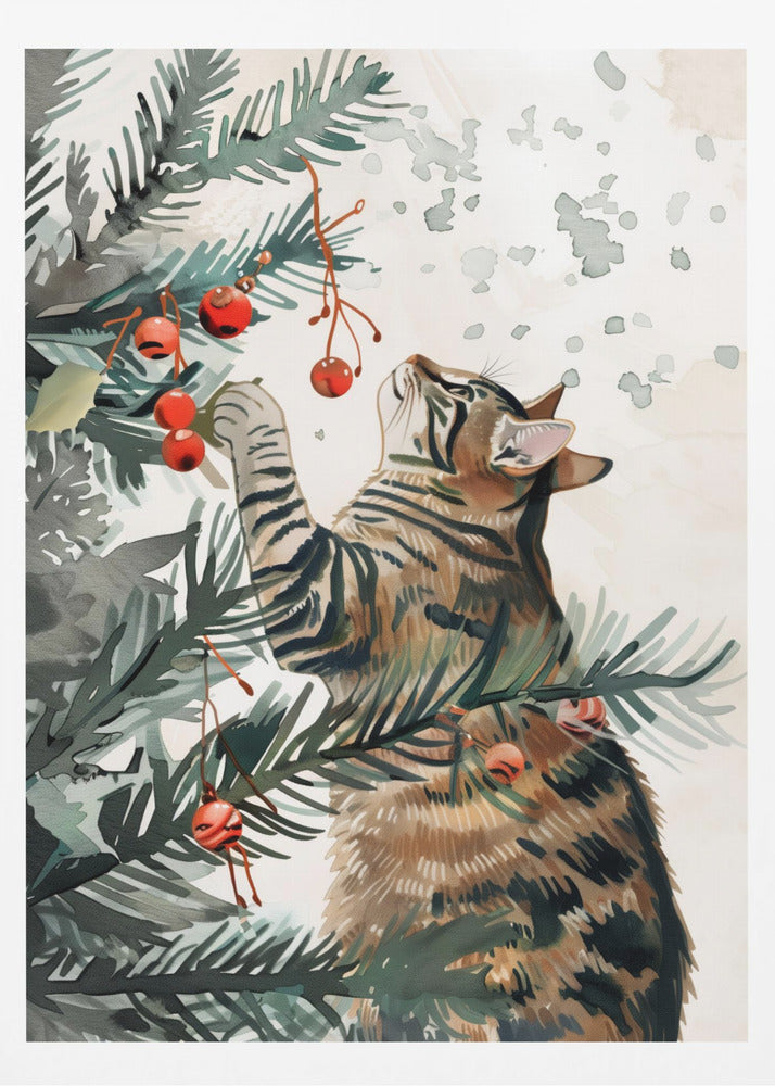 Kattunge och julgran | Poster
