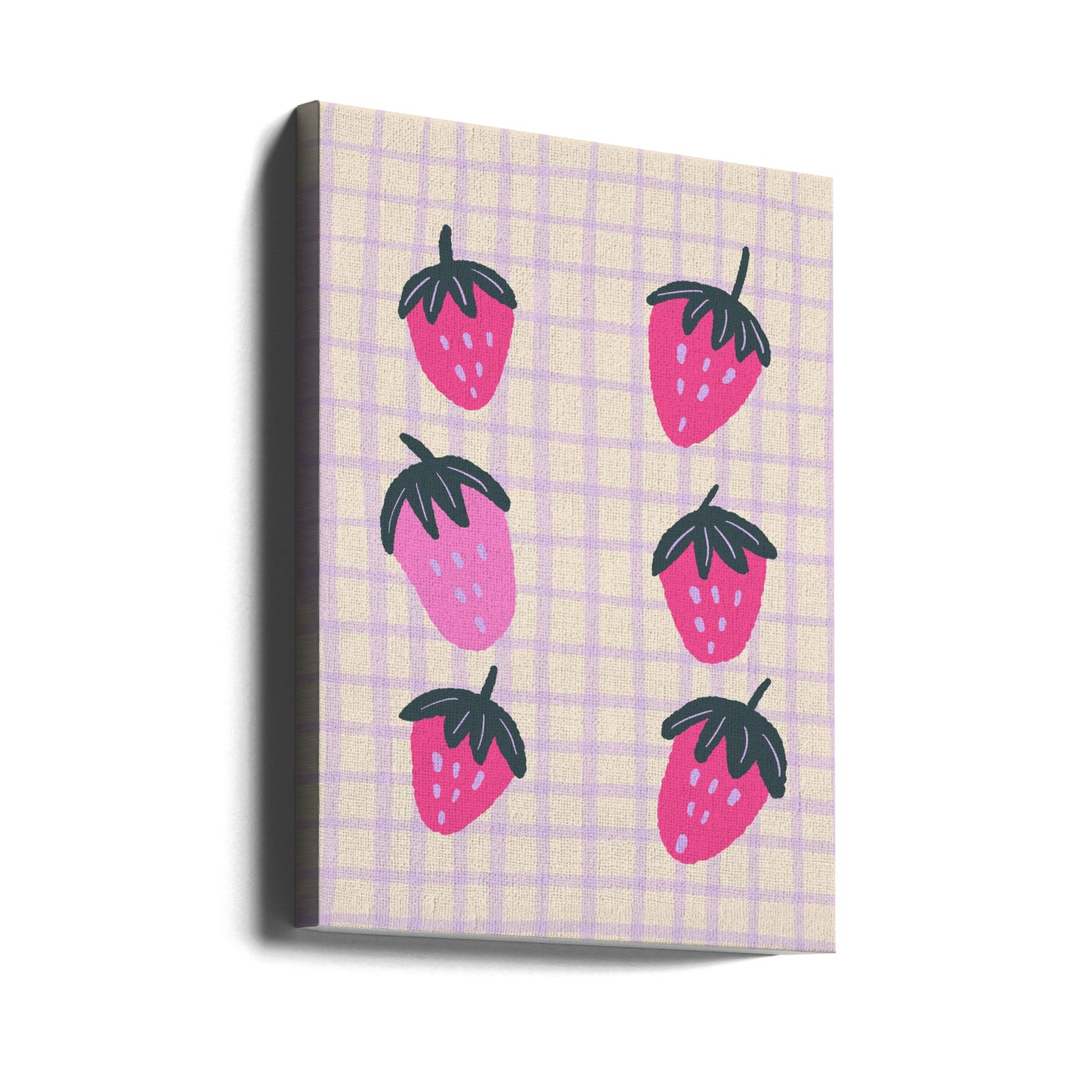 Abstract strawberries on a grid pattern | Canvas