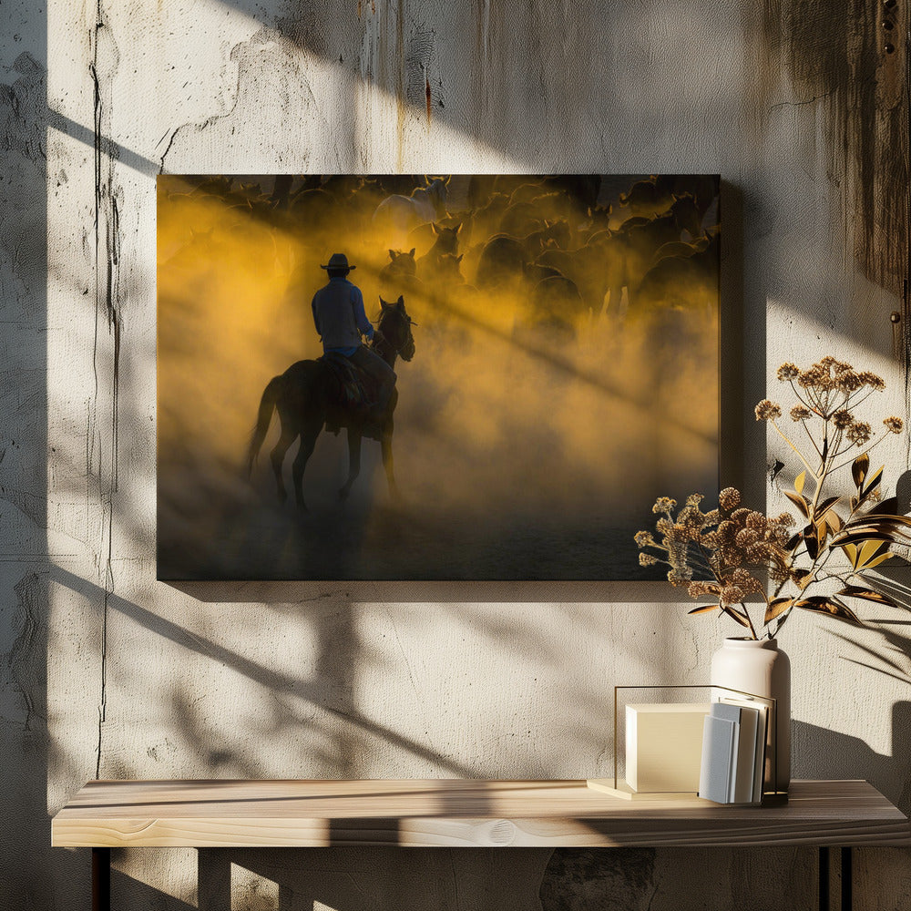 cowboy og hester | Lerretsbilder