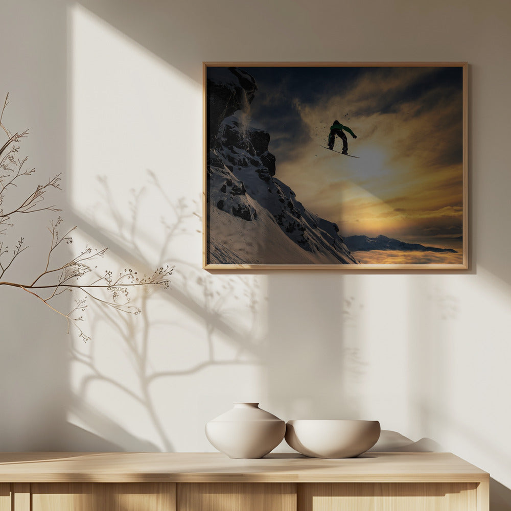 Snowboard al tramonto | Poster - Stampe d’Arte