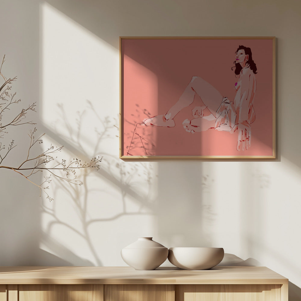 Fille assise rose | Posters - Affiche Artistique