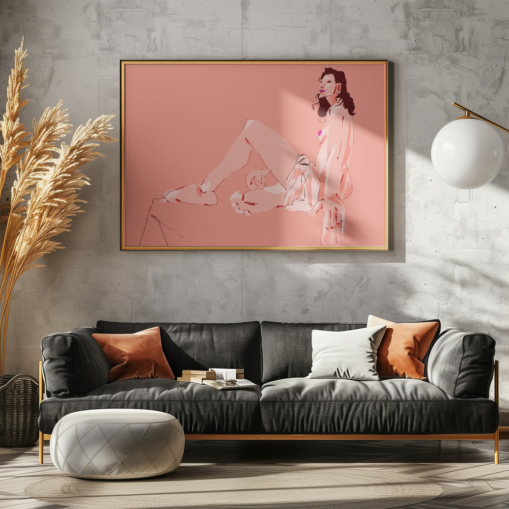 Fille assise rose | Posters - Affiche Artistique