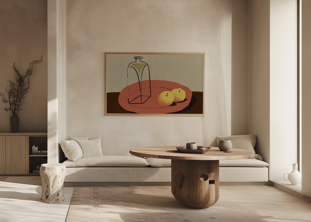 Glas und Apfel | Poster - Kunstdruck