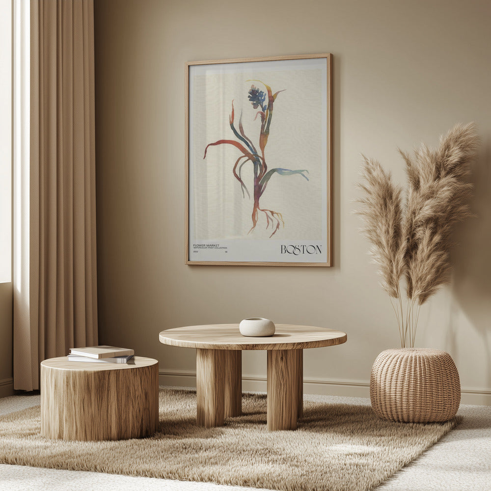 Watercolor print collection. Flower market - Boston | Poster