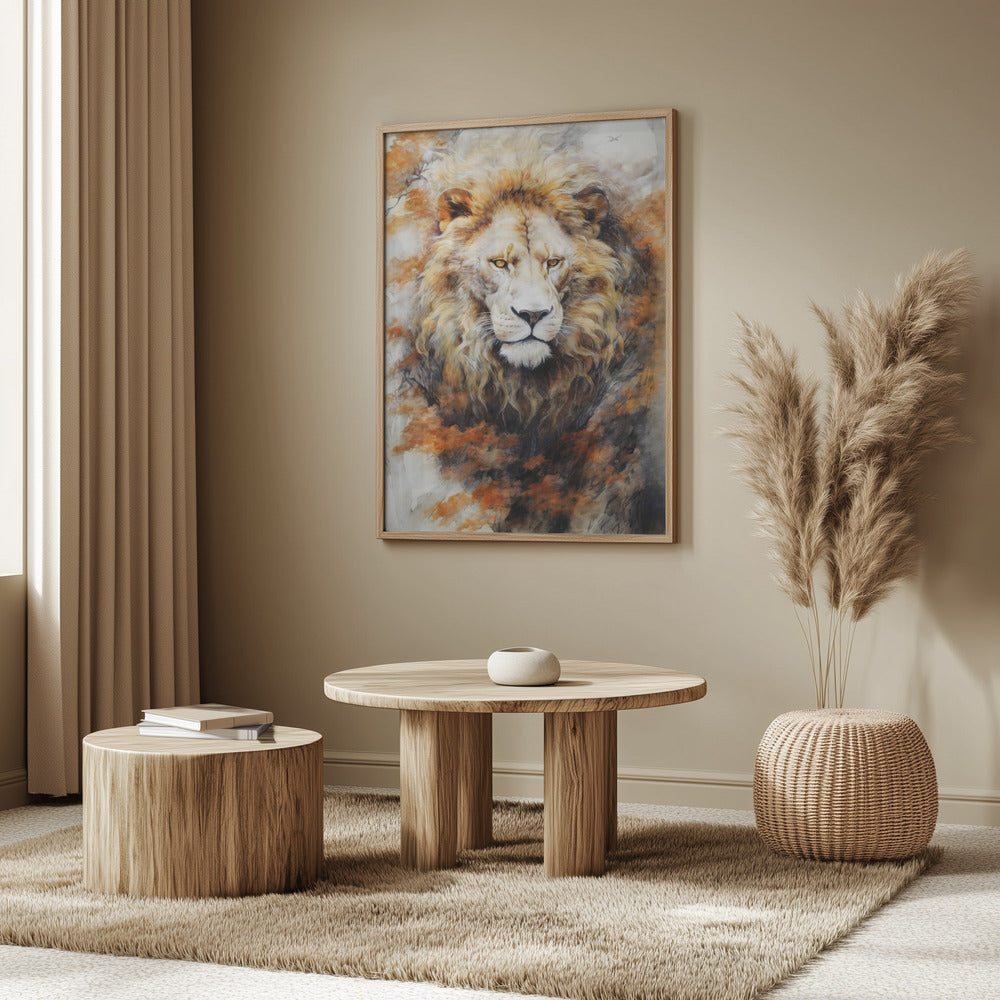 White Lion Watercolor Animal Art | Poster