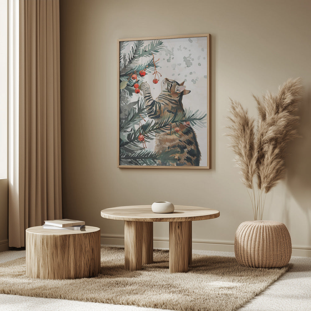 Kattunge och julgran | Poster