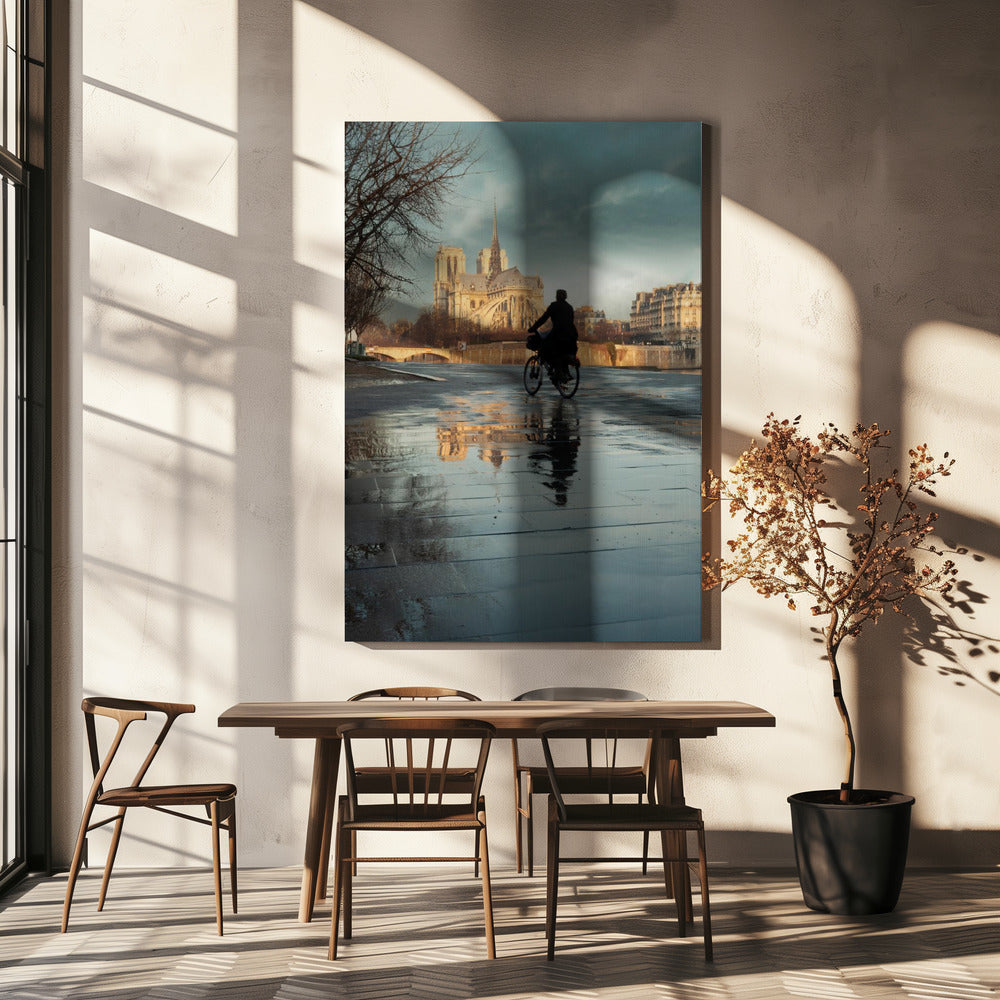 Notre Dame och cyklist | Canvas