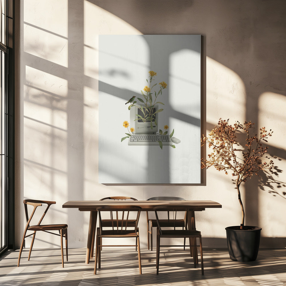 Blumen-Vintage-Computer | Leinwand-Bilder