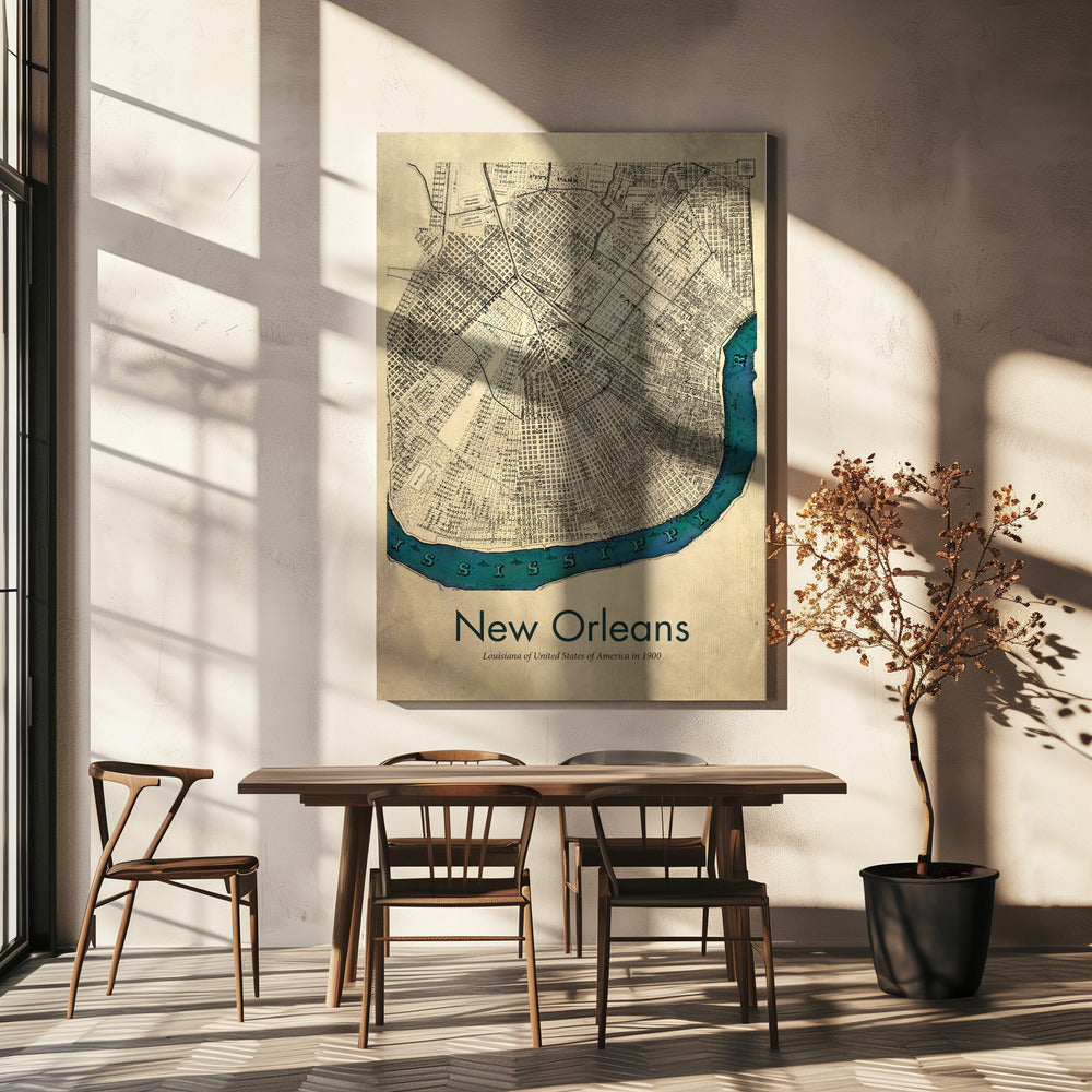 Carte de la Nouvelle-Orléans | Tableaux sur Toile