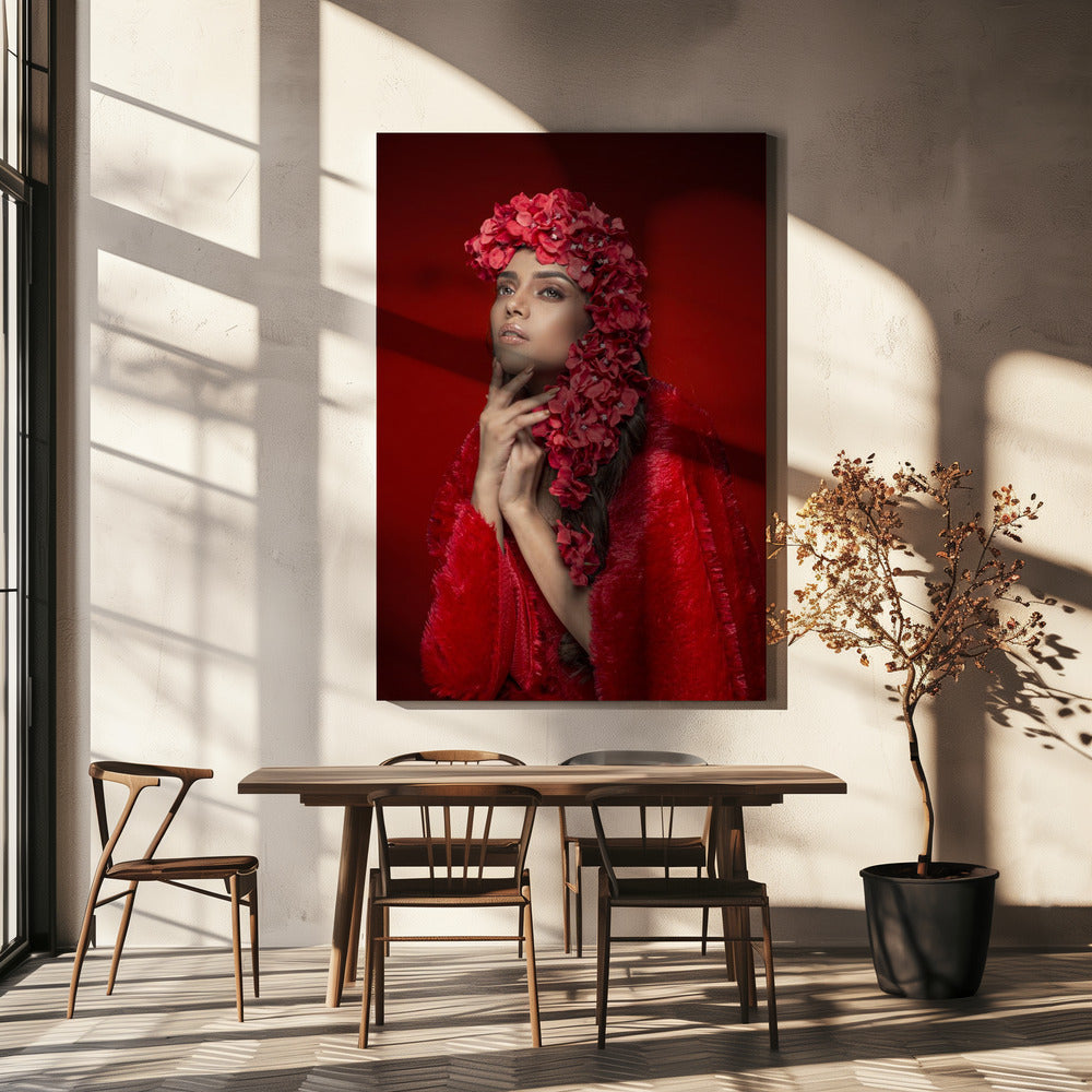 DAMA DE LA FLOR ROJA | Impresiones en Lienzo