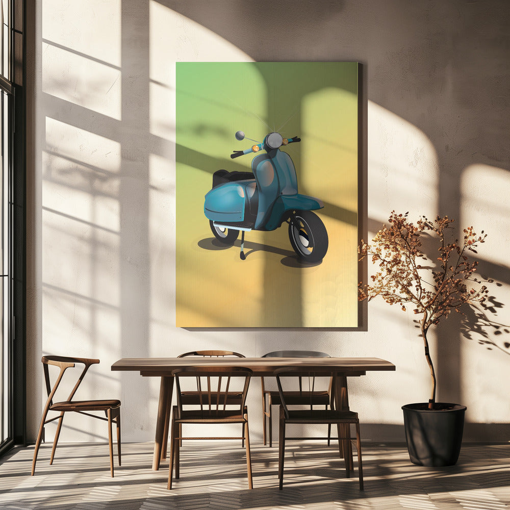 Vintage Blue Scooter | Canvas
