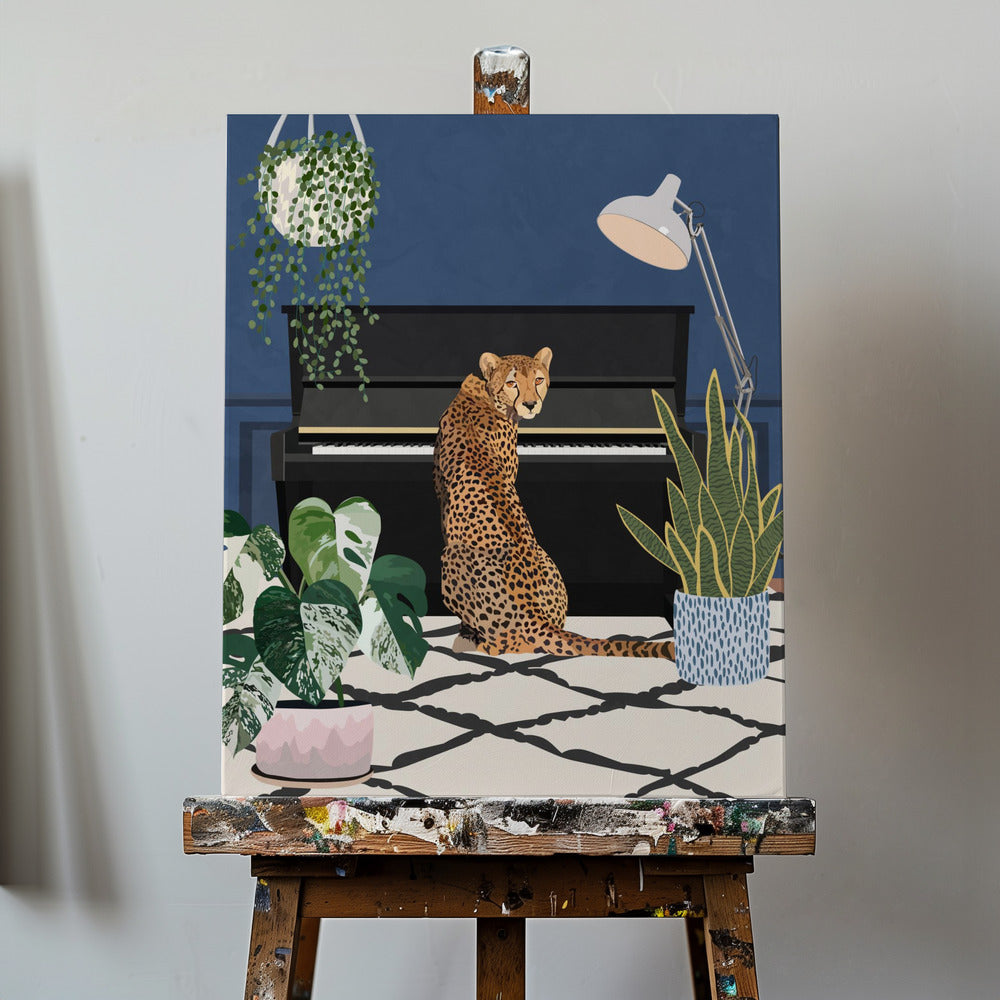 Gepard spielt Klavier | Leinwand-Bilder