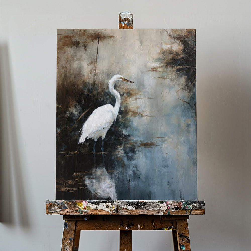 Aigrette dans le lac | Tableaux sur Toile