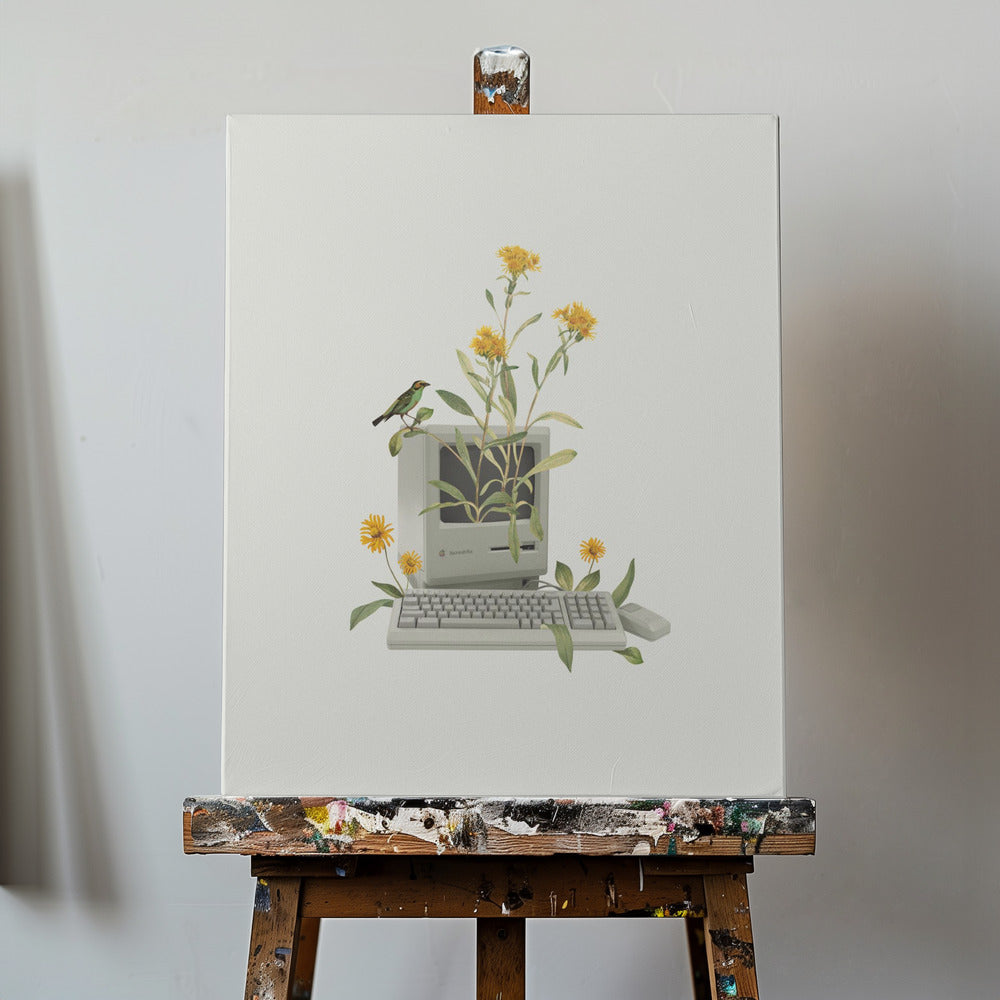 Blumen-Vintage-Computer | Leinwand-Bilder