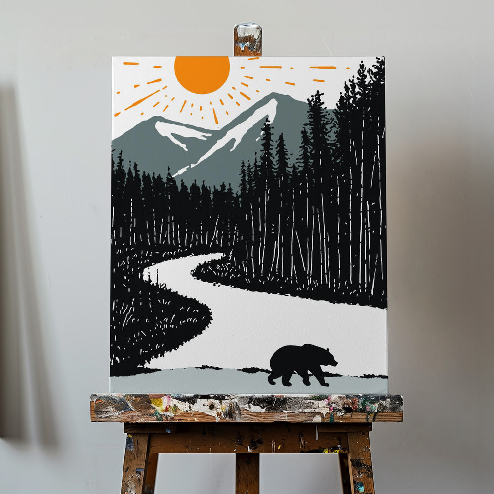 Orso sul fiume | Stampe su Tela