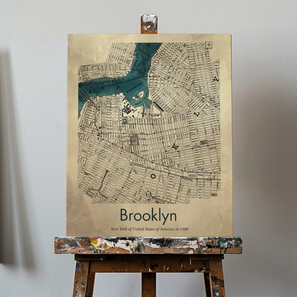 Brooklyn-Karte | Leinwand-Bilder