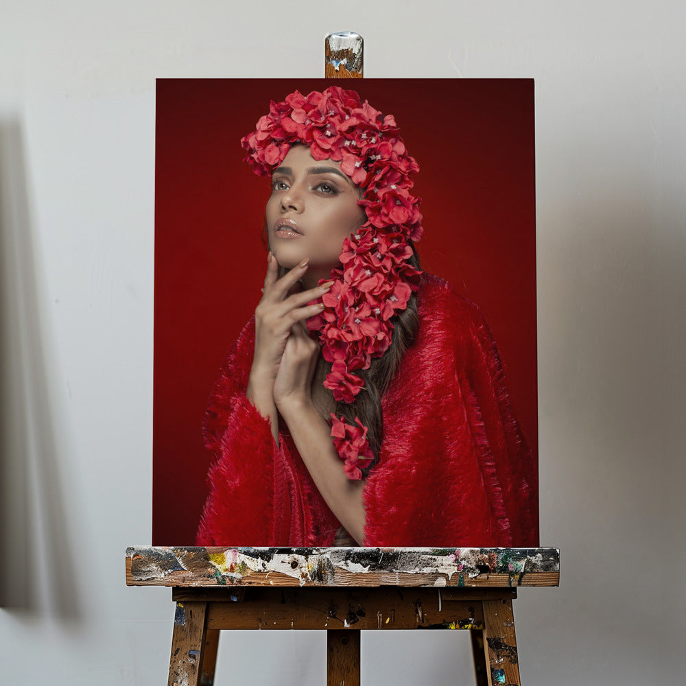 DAMA DE LA FLOR ROJA | Impresiones en Lienzo