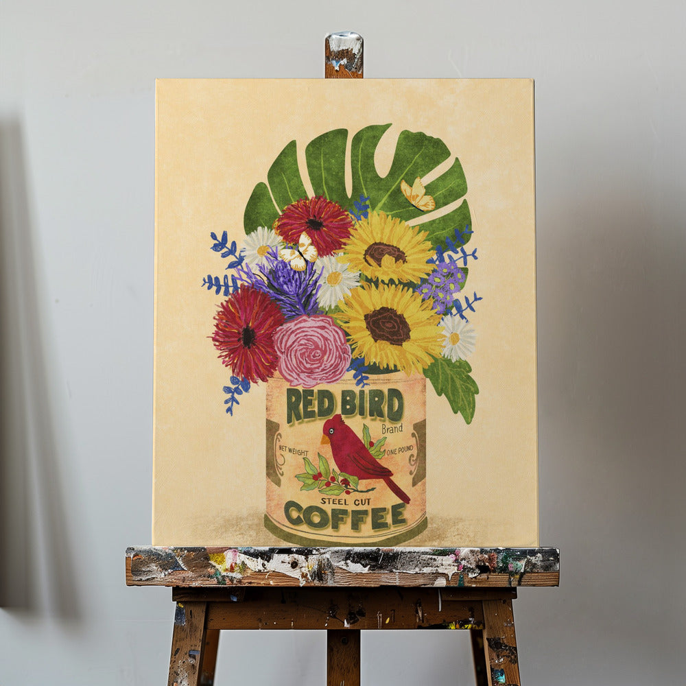Fleurs dans une boîte à café vintage | Tableaux sur Toile