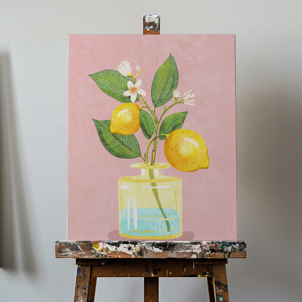 Mazzo di limoni in vaso | Stampe su Tela