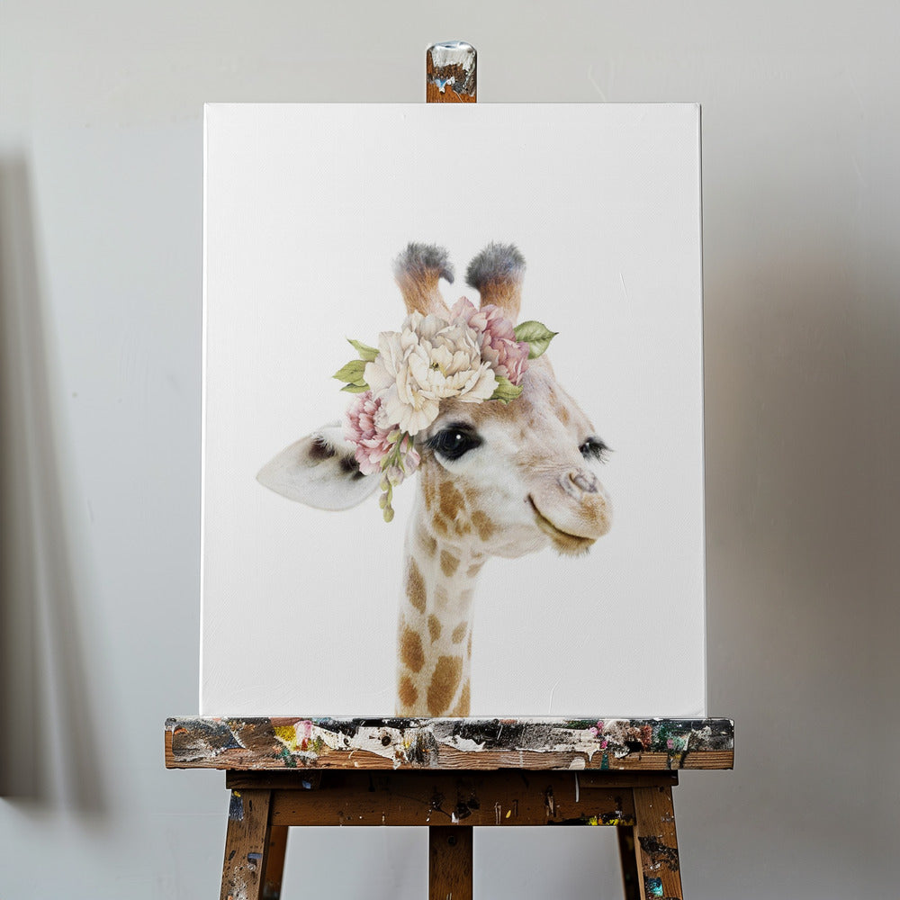 Blommig giraffunge | Canvas