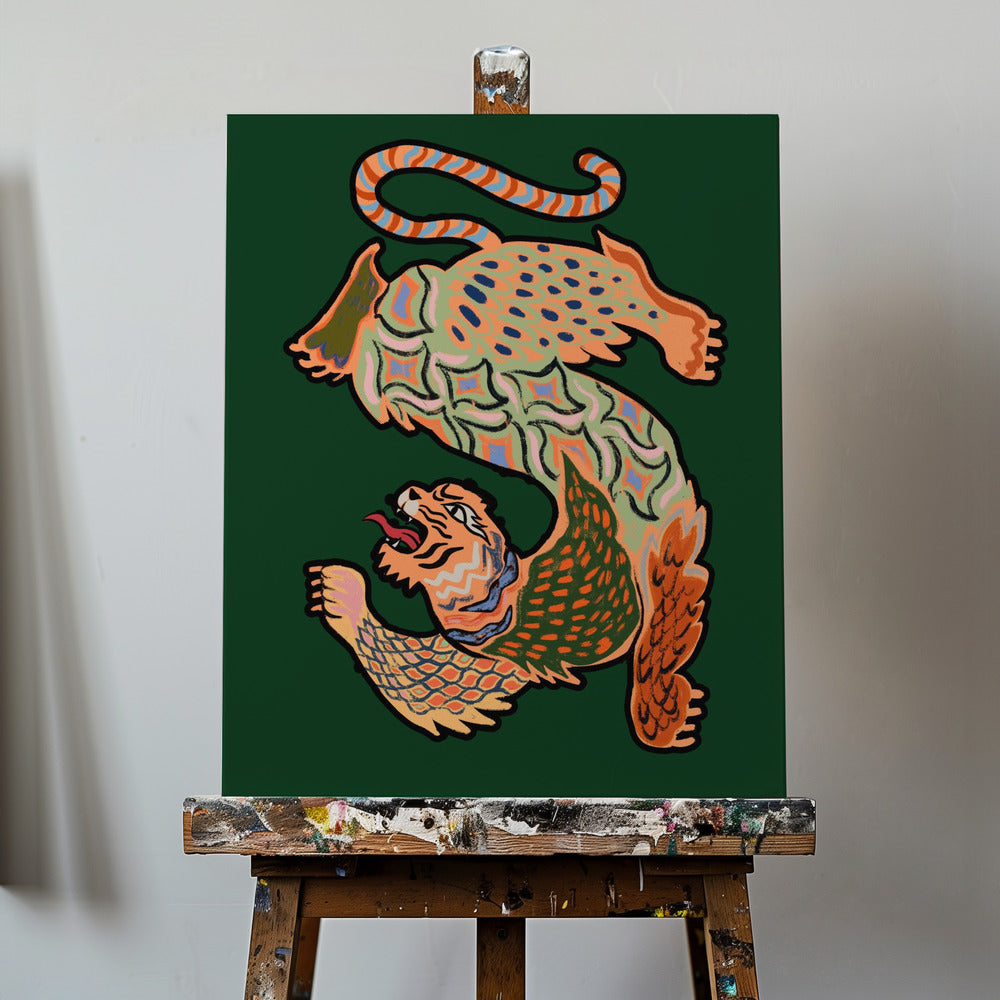 Tigre asiatica verde | Stampe su Tela