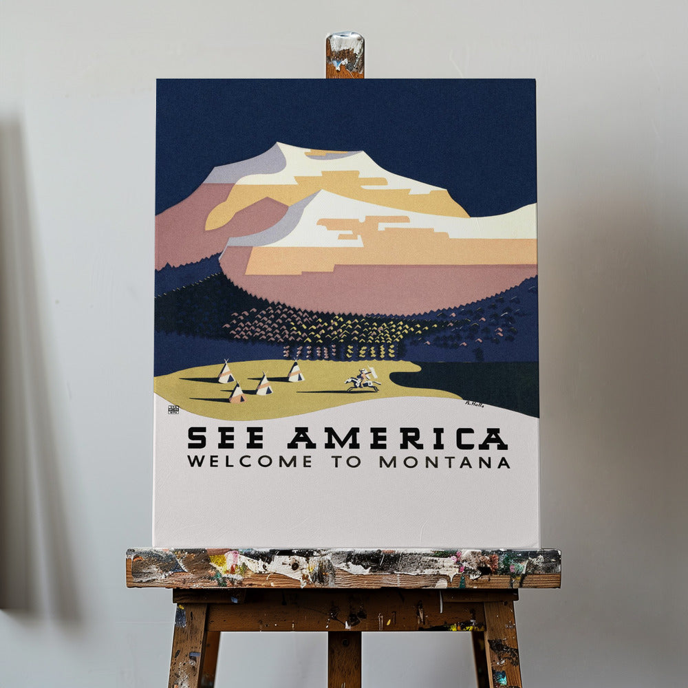 Vedi America. Benvenuti nel Montana (1936) Viaggi Poster - Stampe d’Arte Di Richard Halls | Stampe su Tela