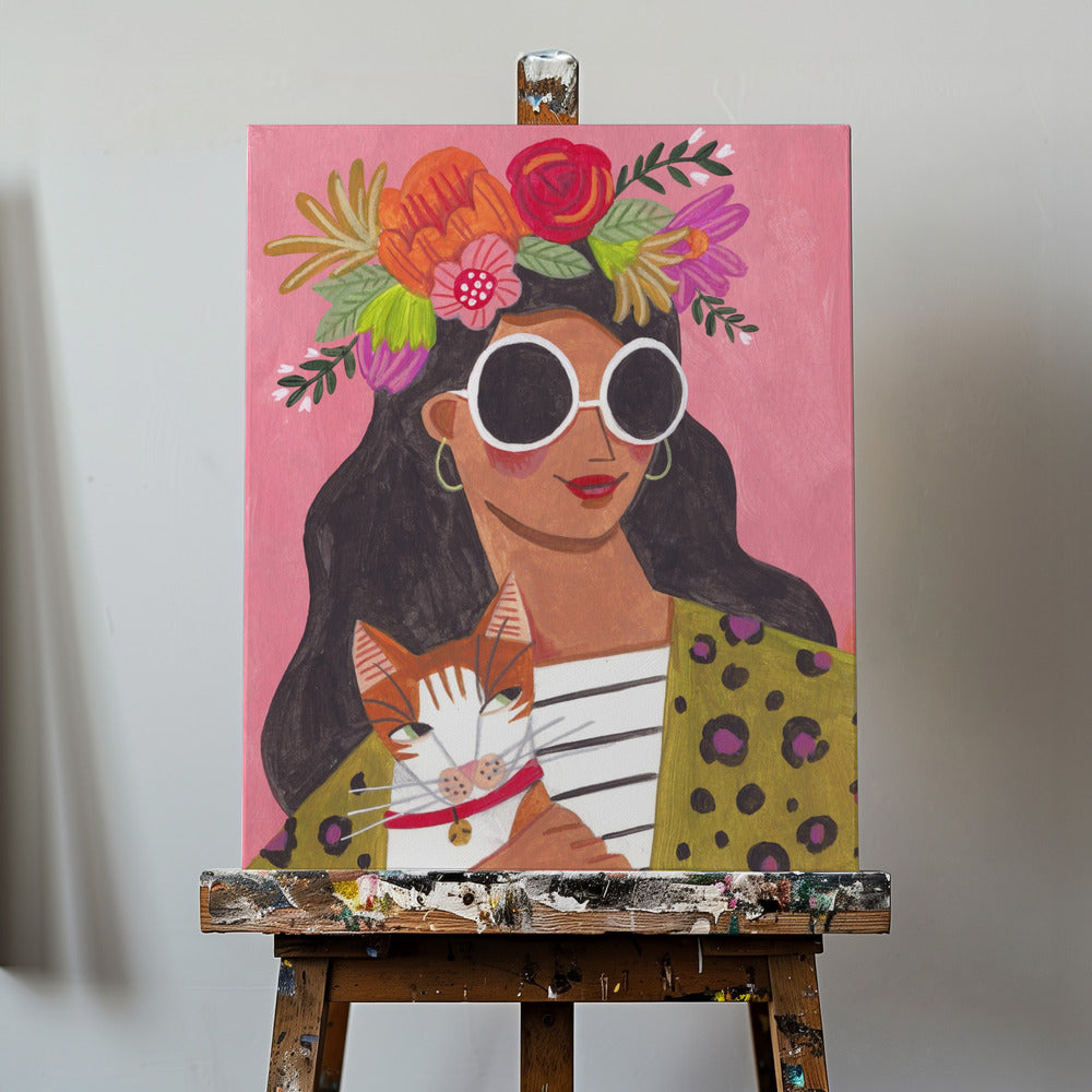 Dame aux chats | Tableaux sur Toile