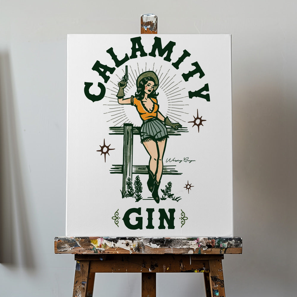 Calamity Gin - Arte divertido de vaquera retro occidental Impresiones en Lienzo