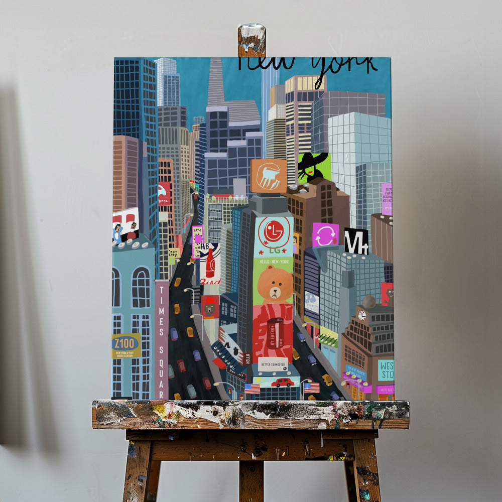 Times Square, Nowy Jork Ilustracja autorstwa artystki Carli Daly | Wydruki na łótnie