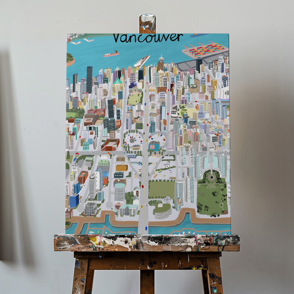 Utsikt över Vancouver City av konstnären Carla Daly | Canvas