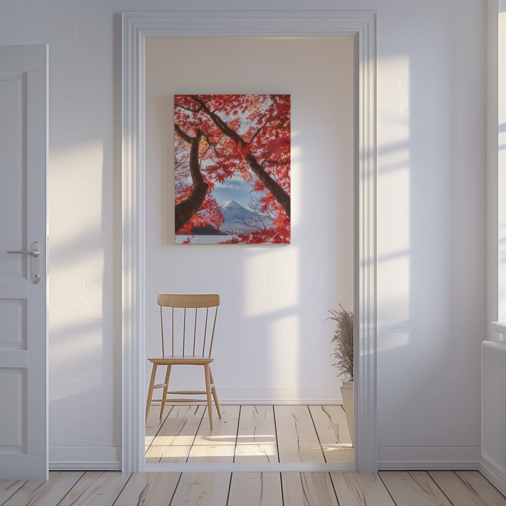 Berget Fuji faller i höstlöven | Canvas