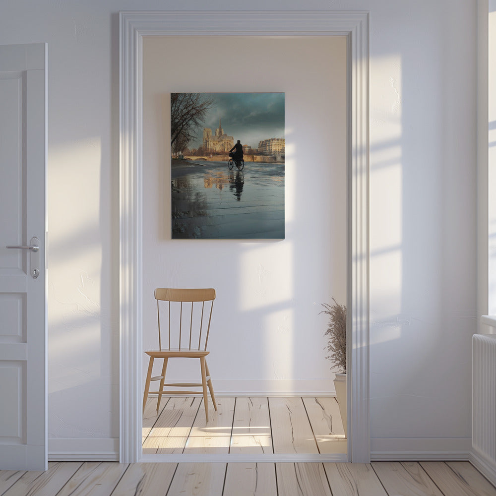 Notre Dame och cyklist | Canvas