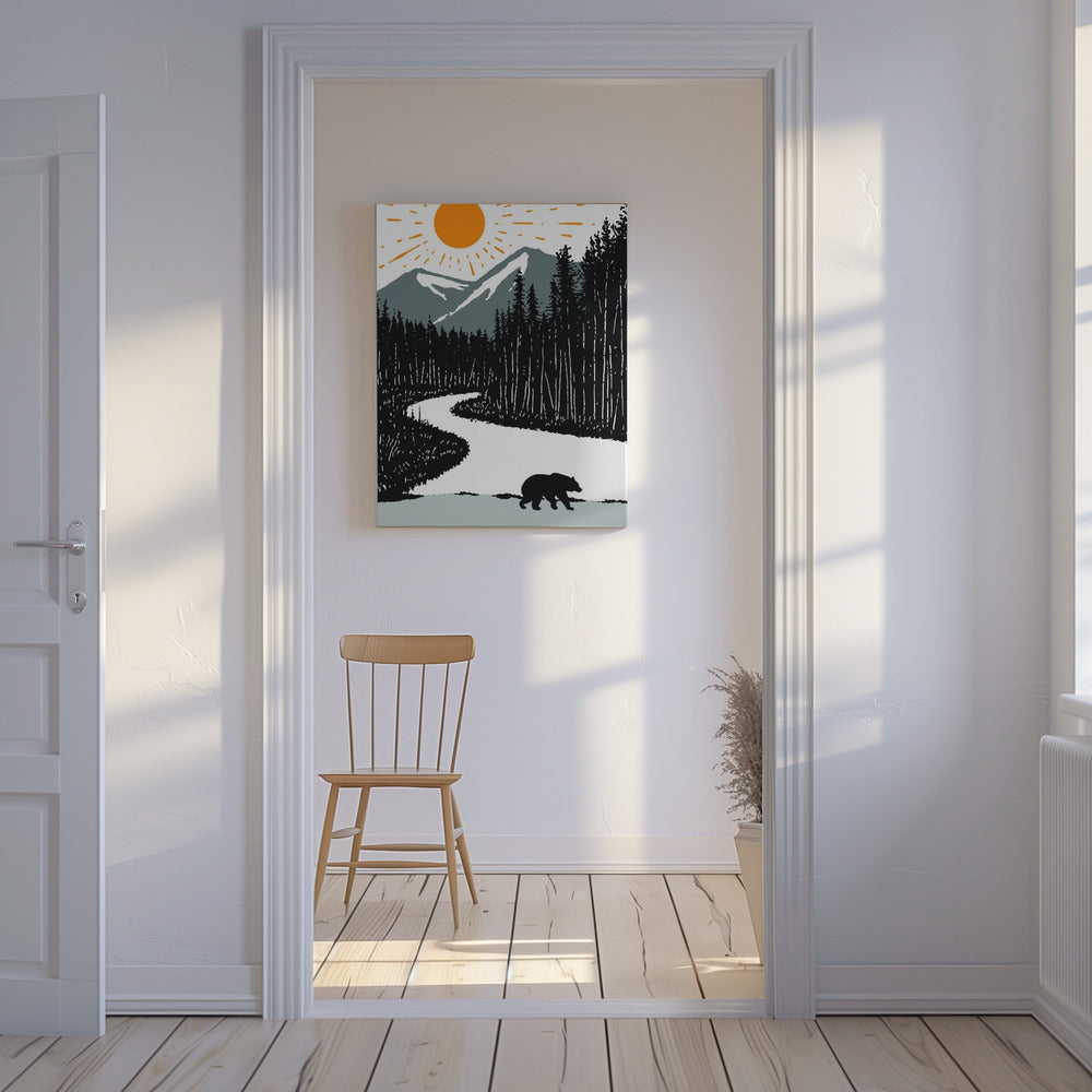 Orso sul fiume | Stampe su Tela