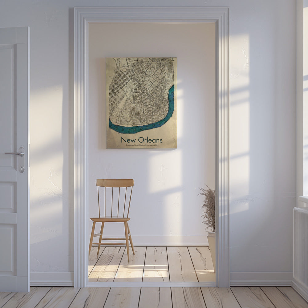 Carte de la Nouvelle-Orléans | Tableaux sur Toile