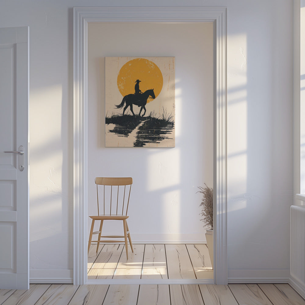Cowboy auringonlaskussa | Canvastaulut