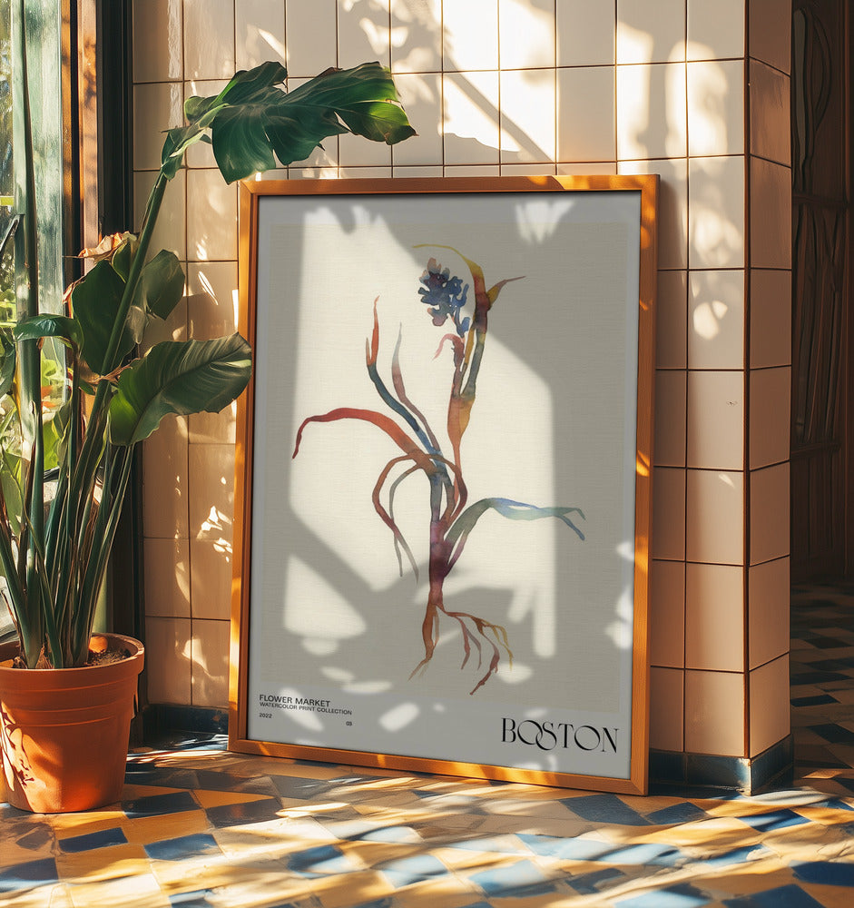 Watercolor print collection. Flower market - Boston | Poster