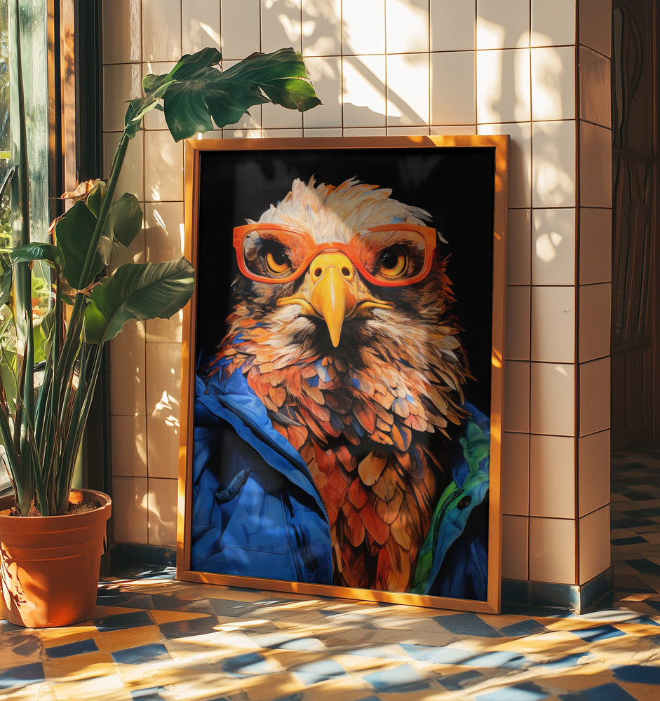 Akvarell djurkonst med örn, hipster | Poster