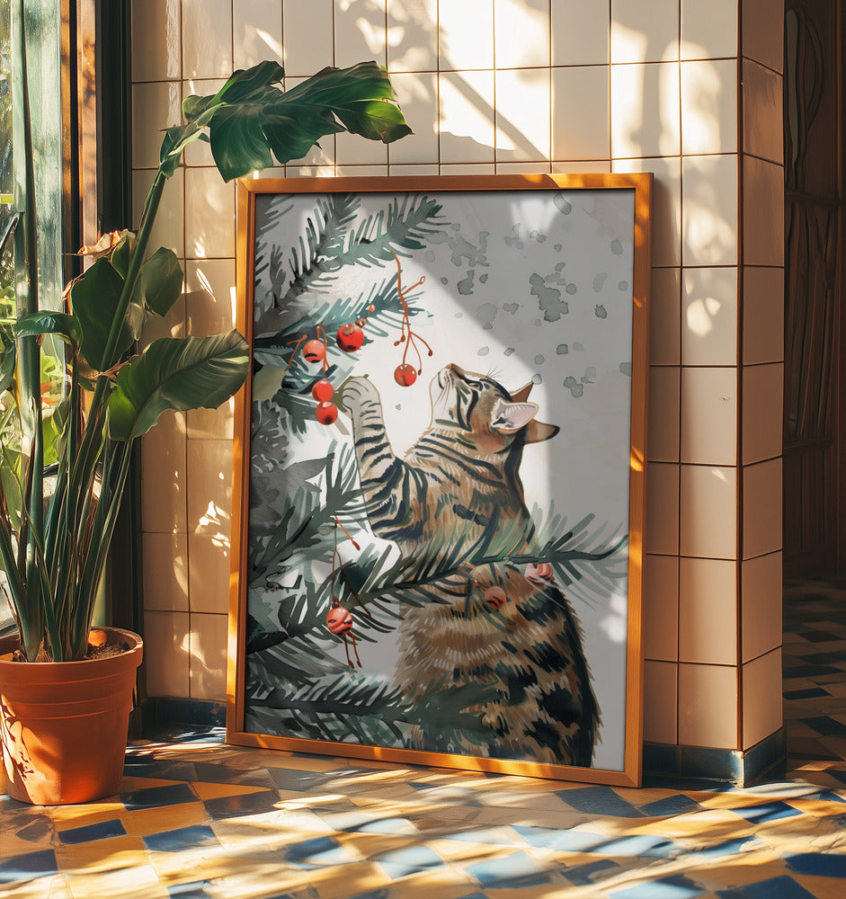 Kattunge och julgran | Poster