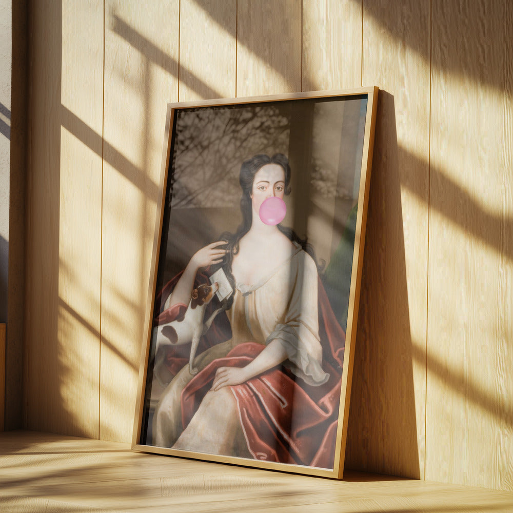 Renaissance Bubble Gum Portrait and Dog / Altered Art | Poster
