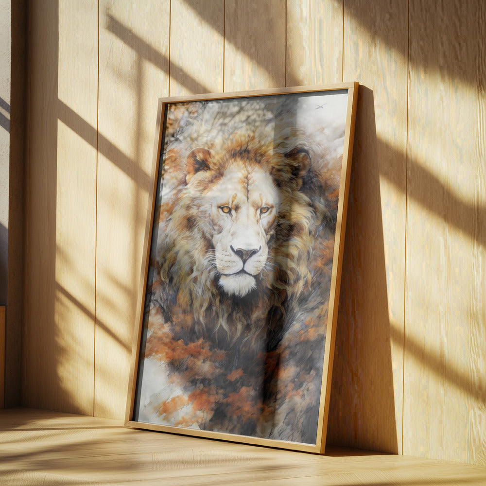 White Lion Watercolor Animal Art | Poster
