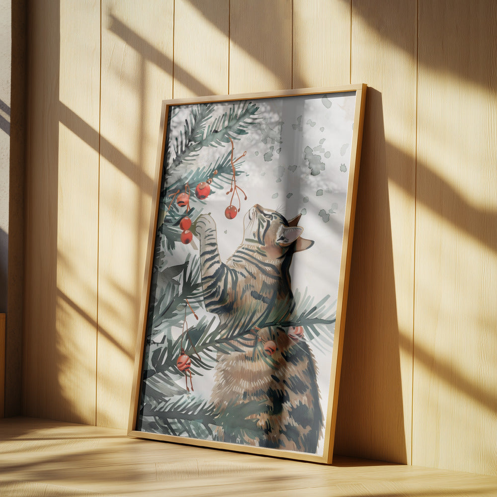 Kattunge och julgran | Poster