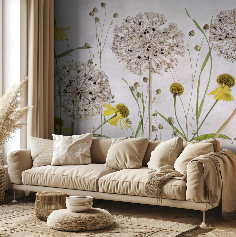 Alliums en heleniums | Fotobehang