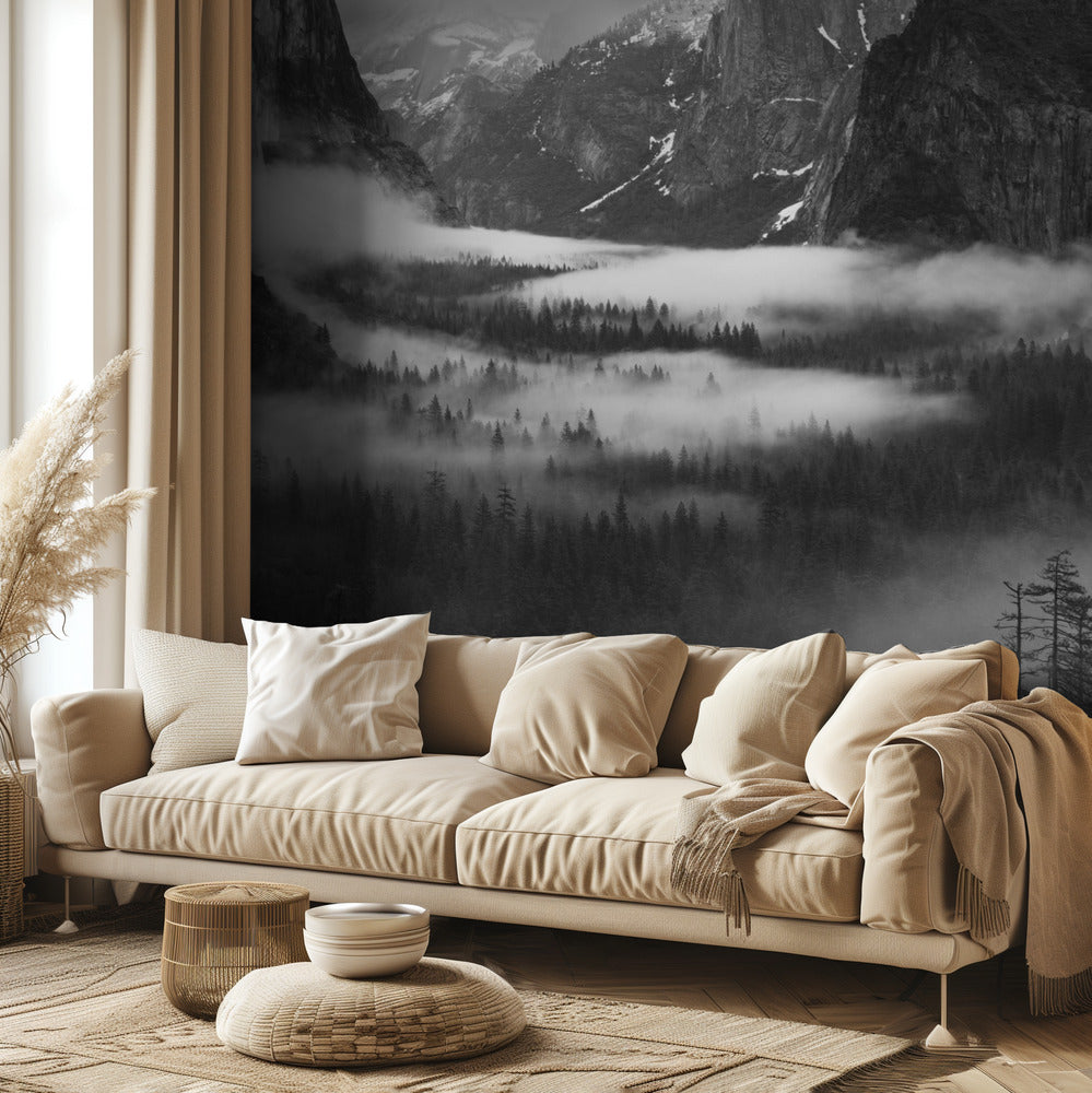 Niebla flotando en el valle de Yosemite | Papel Pintado Fotográfico