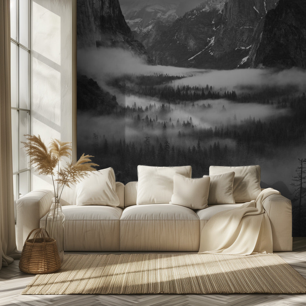 Niebla flotando en el valle de Yosemite | Papel Pintado Fotográfico