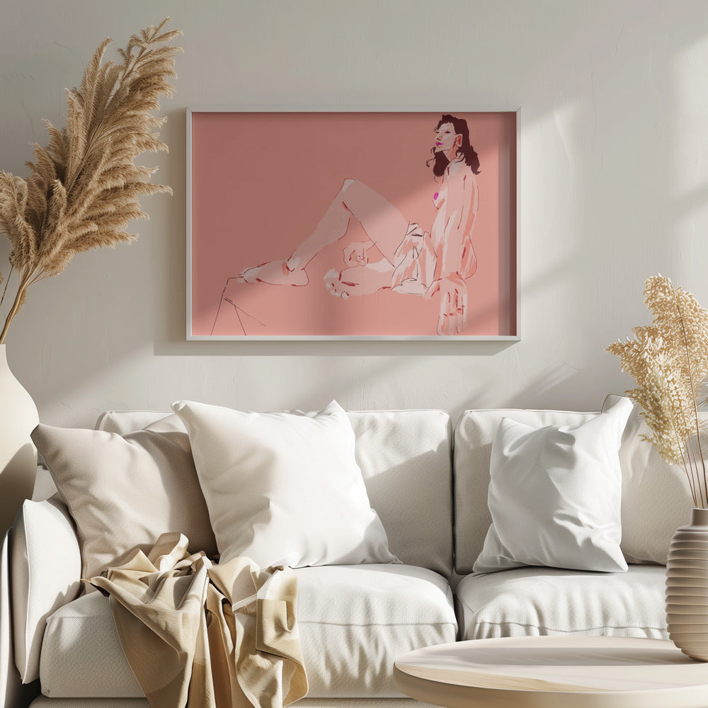 Fille assise rose | Posters - Affiche Artistique