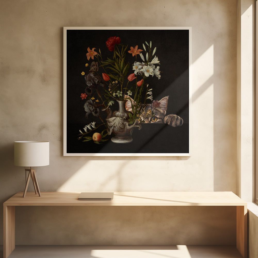 Vintage Vase mit leuchtenden Blumen | Poster