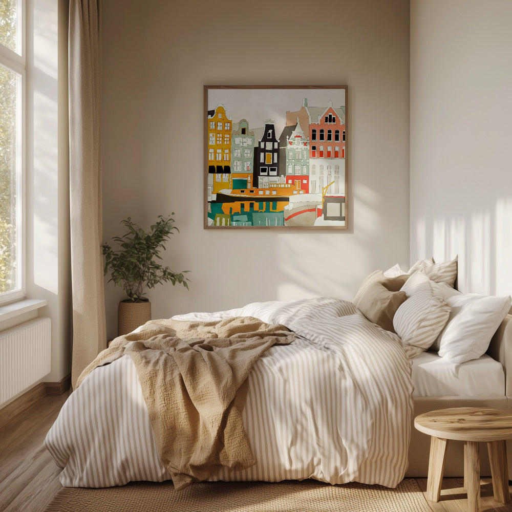 Amsterdam houses with ships, view 1 | Poster