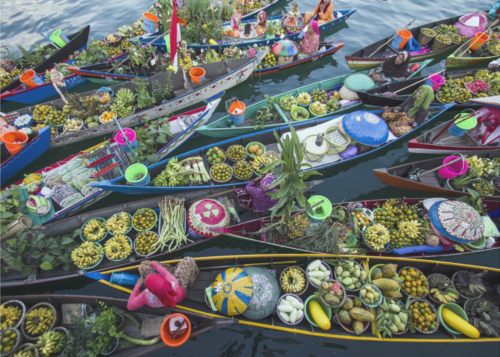 Marché flottant de Banjarmasin | Papier Peint Photo