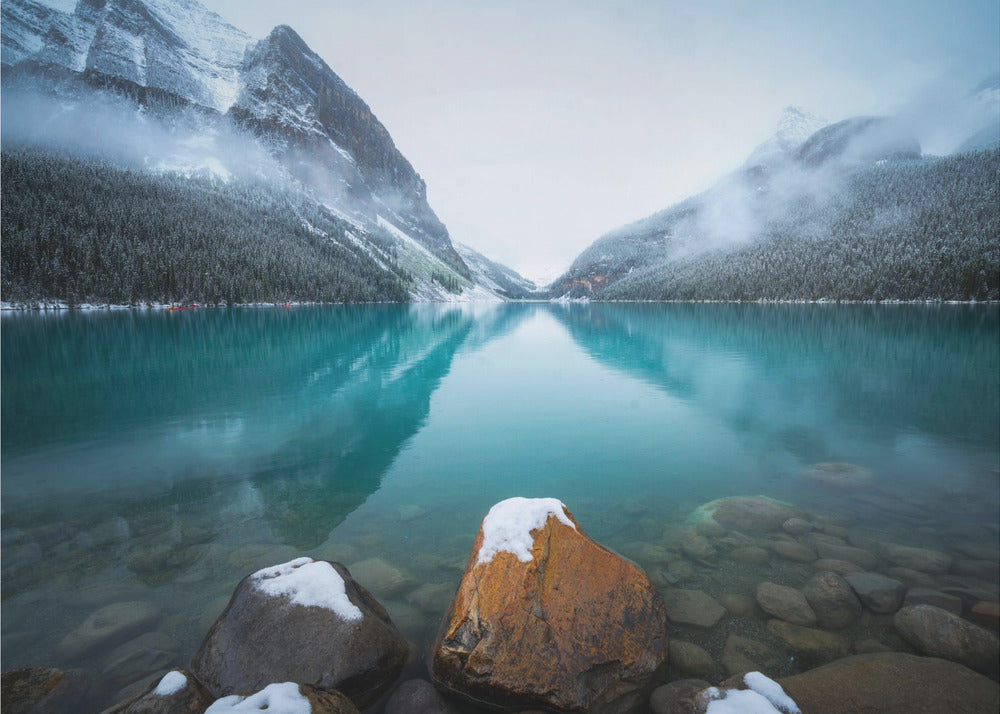 Nebliger Lake Louise | Fototapeten