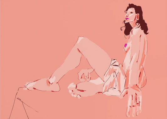 Flicka Sitter Rosa | Poster